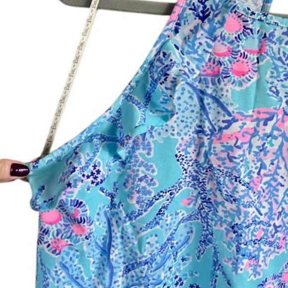 Lilly Pulitzer Blue and Pink Billie Tank Top Blouse in Now You Sea Me Medium NWT - Picture 5 of 12